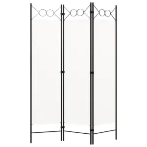 3-paneeliline ruumijagaja valge kangaga, must metallraam, 120 x 180 cm