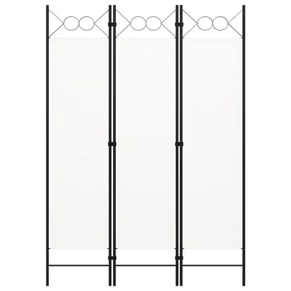 3-paneeliline ruumijagaja valge kangaga, must metallraam, 120 x 180 cm – 2