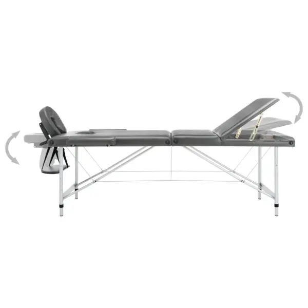 Kokkupandav 3-tsooniline massaažilaud alumiiniumraamiga, antratsiithall, 186 x 68 cm – 5