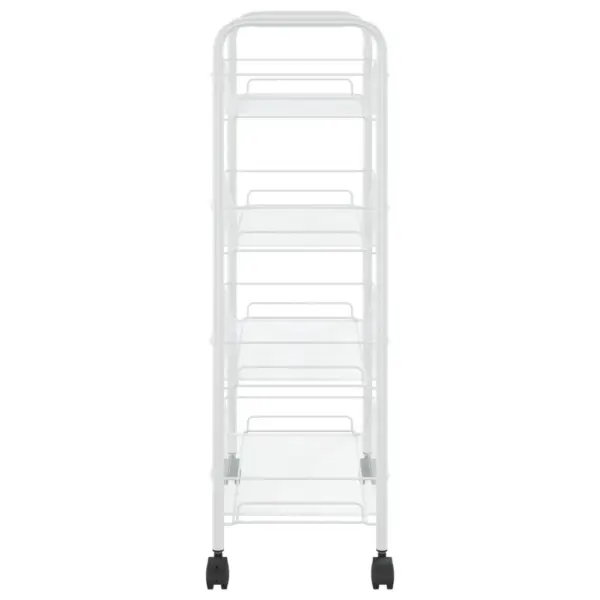 4-korruseline ratastega köögikäru võrkkorvidega, valge rauast, 46 x 26 x 85 cm – 4