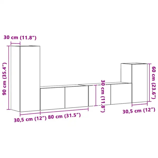 4-osaline seinale paigaldatav telerikappide komplekt, hall Sonoma tamm, tehispuit – 14