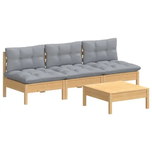 4-osaline männipuidust aiadiivanikomplekt hallide patjadega – 3