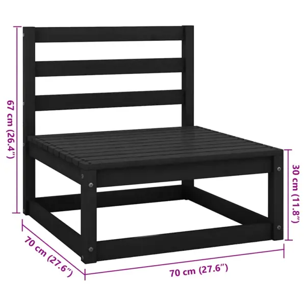 4-osaline modulaarne aiadiivan, must männipuit, 4 keskmist moodulit, 70 x 70 x 67 cm – 6
