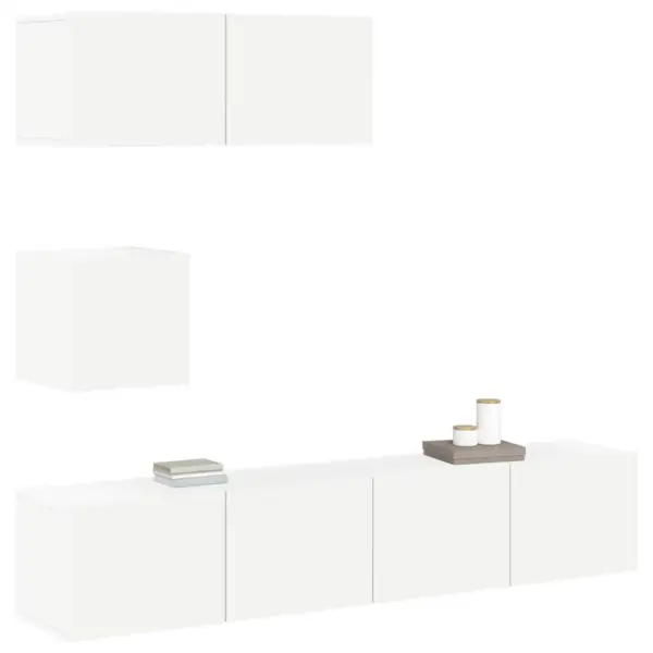 4-osaline seinale kinnitatav telerikappide komplekt, valge, tehispuit – 4