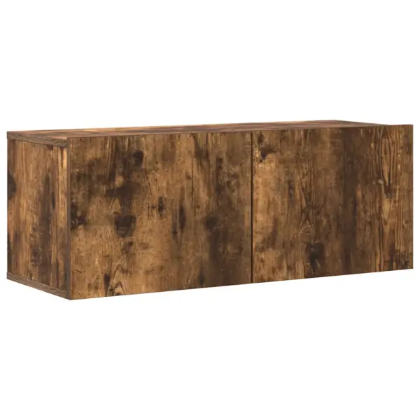 4-osaline seinapealne telerikappide komplekt, suitsutatud tamme tooni tehispuit – 5