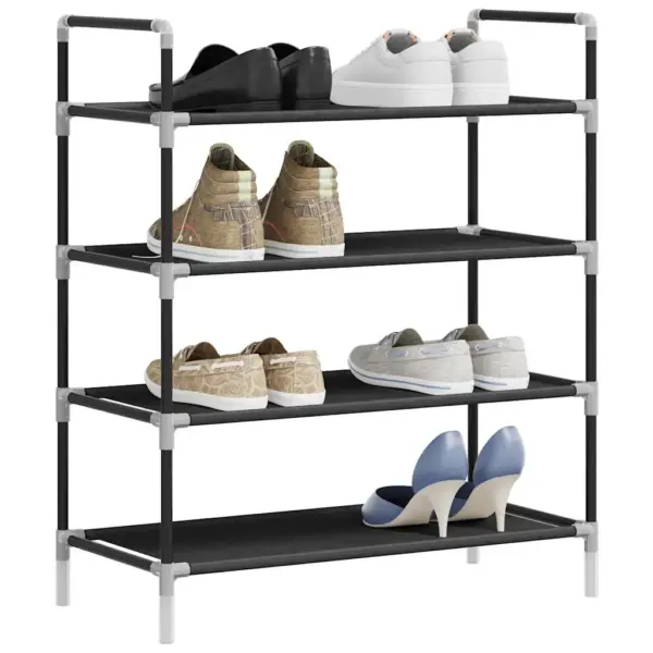 4-riiuliga kingariiul käepidemetega, must metallraam ja lausriie, 60 x 29 x 67 cm – 3