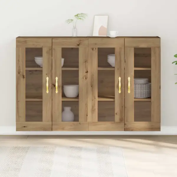 4-ukselised seinakapid klaasustega, 2 tk, pruun tehispuit, 69,5 x 34 x 90 cm – 4