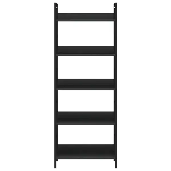 5-korruseline must raamaturiiul, tehispuit ja teras, 60 x 27,6 x 158,5 cm – 3