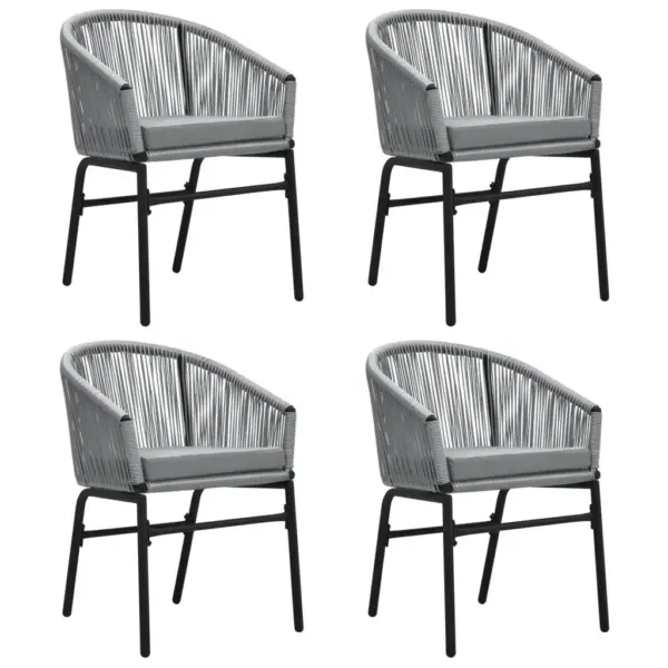 5-osaline aiamööbli komplekt musta klaaslauaga, hallid PVC-rotangist toolid, laud 140 x 70 cm – 3