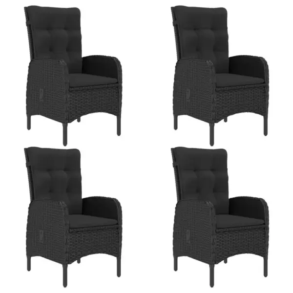 5-osaline aiamööbli komplekt allalastavate seljatugedega, must polürotang ja õliviimistlusega akaatsiapuit – 6