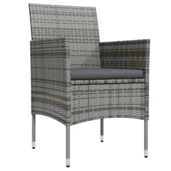 5-osaline aiamööbli komplekt istmepatjadega, hall ja must, PE-rotang, klaaslauaga, laud 140 x 70 cm – 3