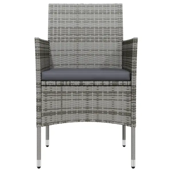 5-osaline aiamööbli komplekt istmepatjadega, hall ja must, PE-rotang, klaaslauaga, laud 140 x 70 cm – 4