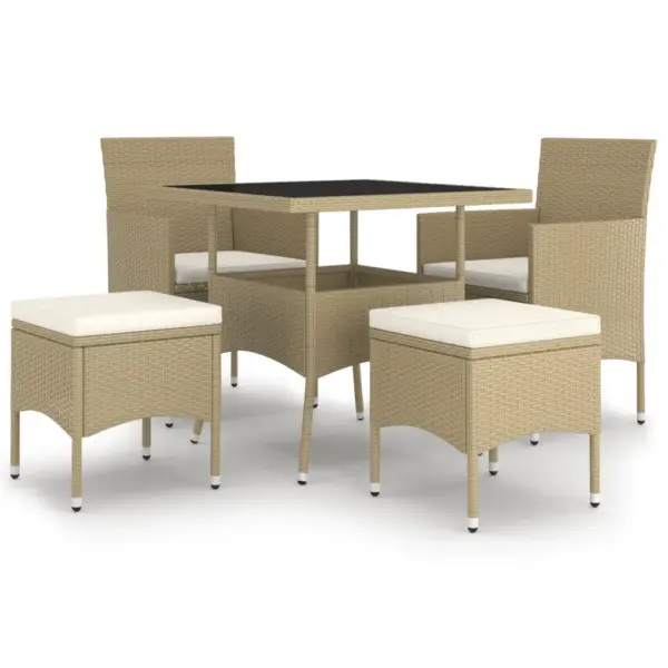 5-osaline aiamööbli komplekt, beež polürotang, laud 80 x 80 cm – 2