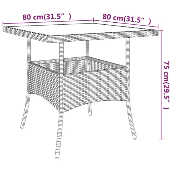 5-osaline aiamööbli komplekt, beež polürotang, laud 80 x 80 cm – 12