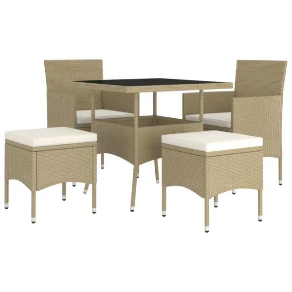 5-osaline aiamööbli komplekt, beež polürotang, laud 80 x 80 cm – 3