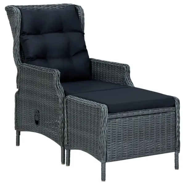 Akaatsiapuidust lauaga 5-osaline aiamööbli komplekt, recliner-tugitoolid, tumehall PE-rotang – 6