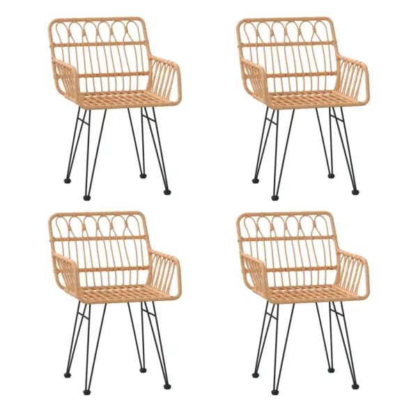 5-osaline aiasöögikomplekt, polürotangtoolid ja must teraslaud, 80 x 80 cm – 4