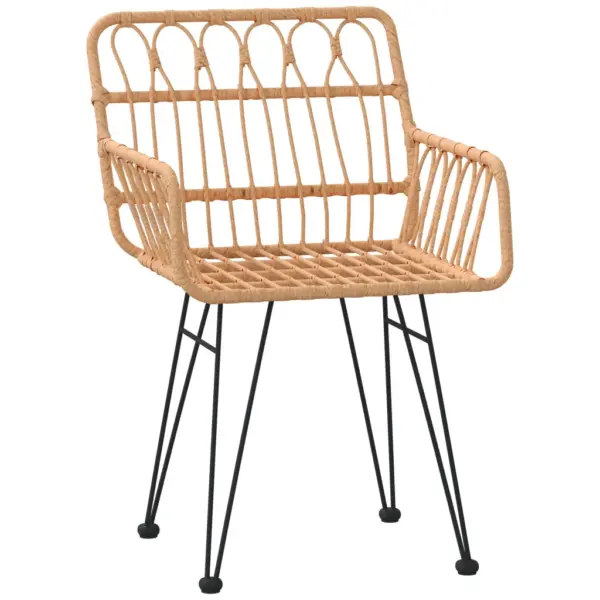 5-osaline aiasöögikomplekt, polürotangtoolid ja must teraslaud, 80 x 80 cm – 5