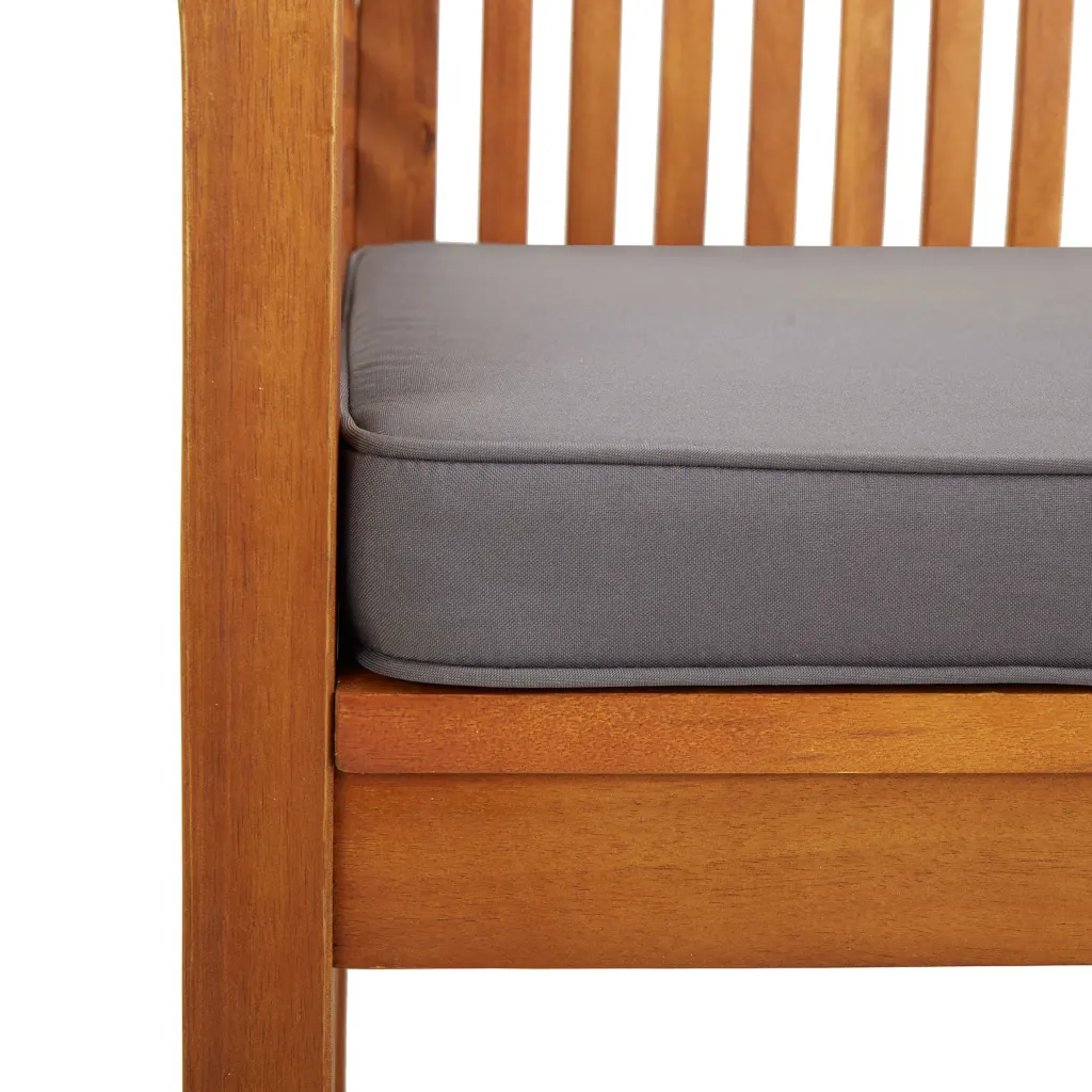 5-osaline akaatsiapuidust aiamööbli komplekt tumehallide patjadega, laud 150 x 90 cm