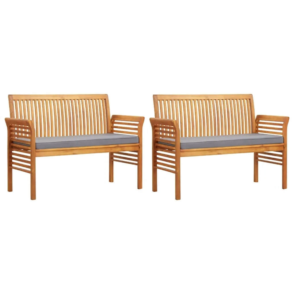 5-osaline akaatsiapuidust aiamööbli komplekt tumehallide patjadega, laud 150 x 90 cm