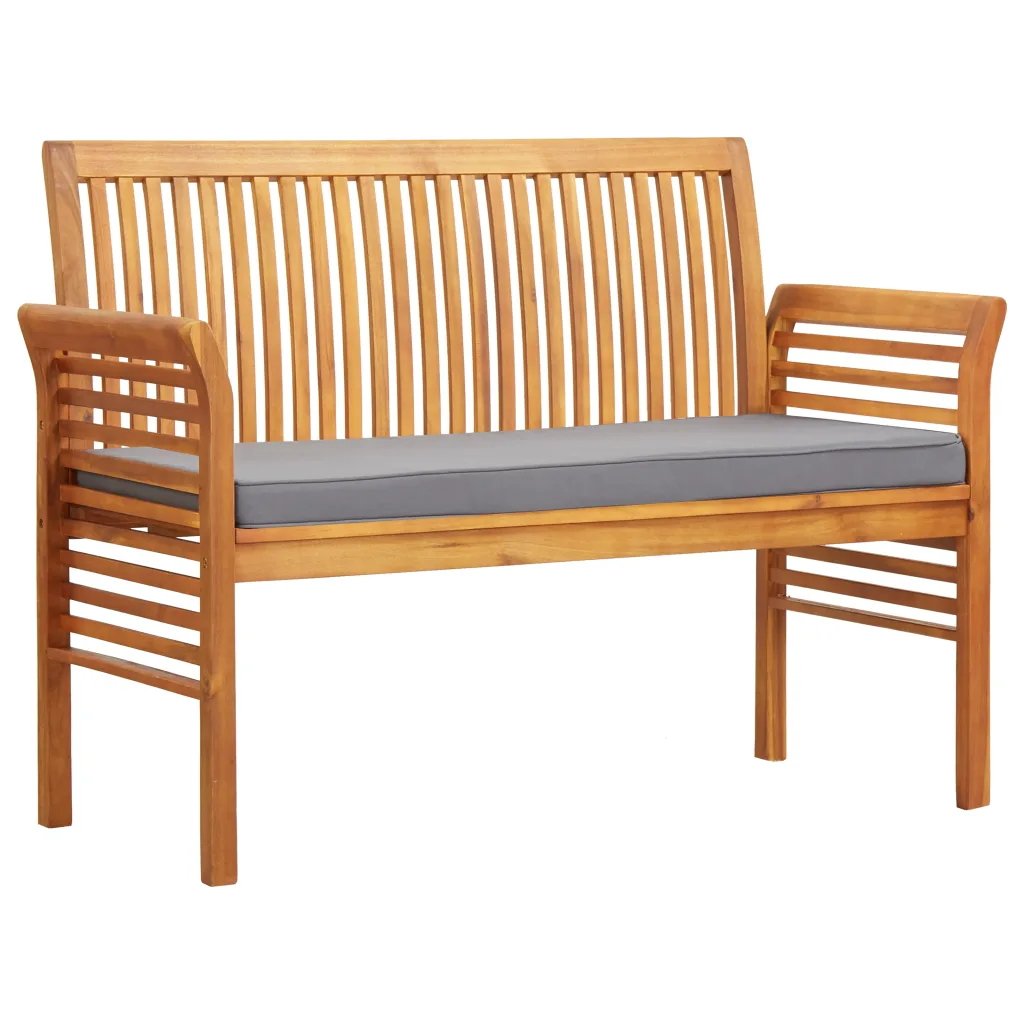 5-osaline akaatsiapuidust aiamööbli komplekt tumehallide patjadega, laud 150 x 90 cm