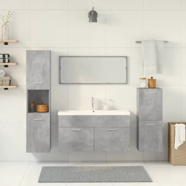 5-osaline vannitoamööbli komplekt, betoonhall tehispuit, keraamilise 91 cm valamuga - 2