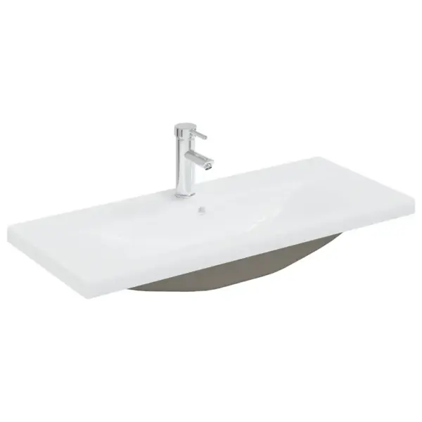 5-osaline vannitoamööbli komplekt, betoonhall tehispuit, keraamilise 91 cm valamuga - 4