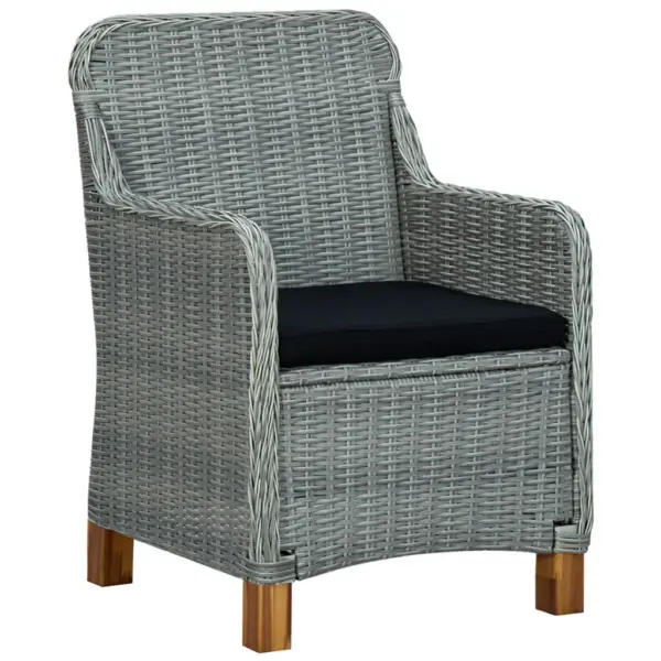 5-osaline aiamööbli söögikomplekt, helehall polürotang, akaatsiapuidust laud 140 x 70 cm - 3