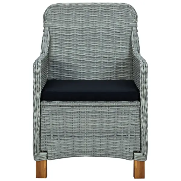5-osaline aiamööbli söögikomplekt, helehall polürotang, akaatsiapuidust laud 140 x 70 cm - 4