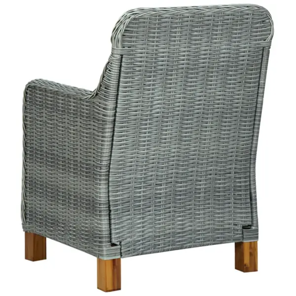 5-osaline aiamööbli söögikomplekt, helehall polürotang, akaatsiapuidust laud 140 x 70 cm - 6