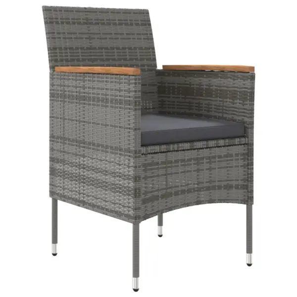 5-osaline aiamööbli komplekt patjadega, hall ja must PE-rotang, klaaslauaga, laud 140 x 70 cm – 3