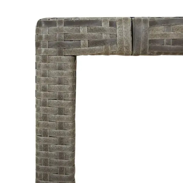 5-osaline aiamööbli komplekt lamamisfunktsiooniga toolide ja patjadega, hall polürotang, akaatsiapuidust lauaplaadiga, laud 90 x 90 cm – 8