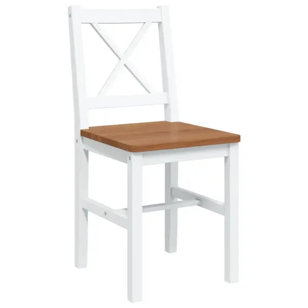 5-osaline männipuidust söögitoakomplekt, pruun ja valge, laud 108 x 65 cm – 3