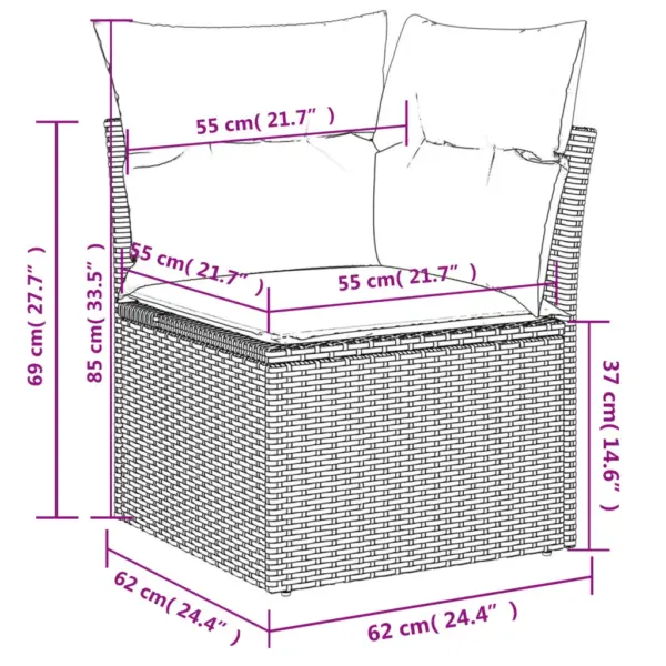 5-osaline modulaarne aiadiivanikomplekt patjadega, must polürotang, terasraam – 9