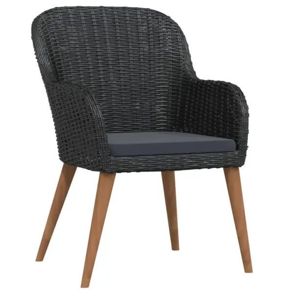 5-osaline aiamööbli komplekt istmepatjadega, must polürotang, laud 140 x 70 cm – 3