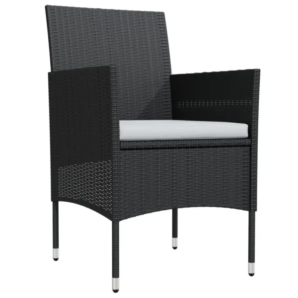 5-osaline aiamööbli komplekt patjadega, must PE-rotang, klaasplaadiga laud 140 x 70 cm – 3