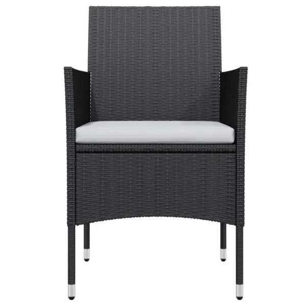 5-osaline aiamööbli komplekt patjadega, must PE-rotang, klaasplaadiga laud 140 x 70 cm – 4