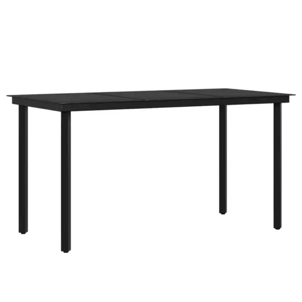 5-osaline aiamööbli komplekt patjadega, must PE-rotang, klaasplaadiga laud 140 x 70 cm – 5