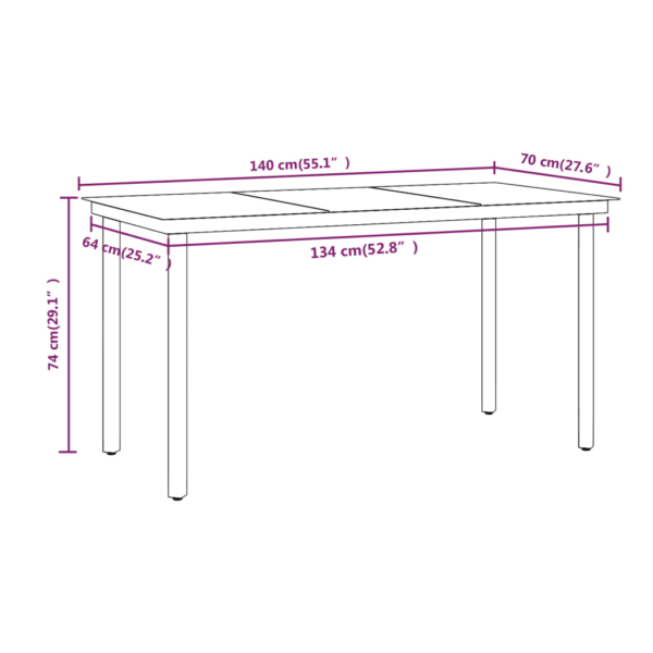 5-osaline aiamööbli komplekt patjadega, must PE-rotang, klaasplaadiga laud 140 x 70 cm – 8