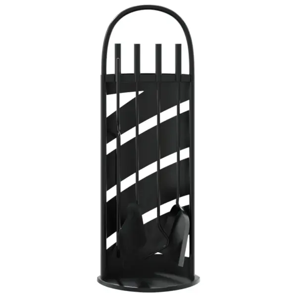 5-osaline kaminatööriistade komplekt alusega, must teras, 23 x 15 x 66 cm – 4