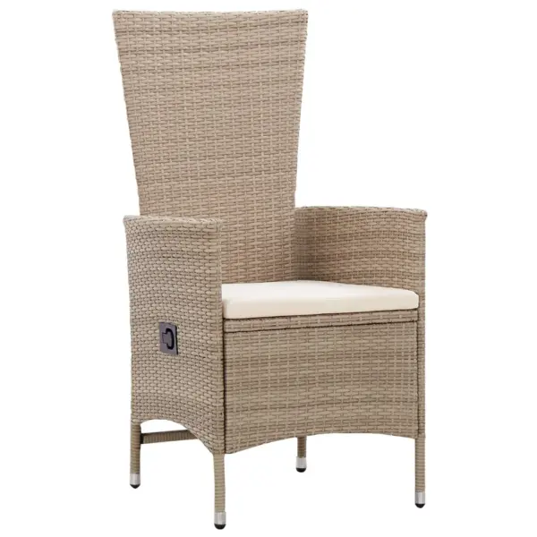 5-osaline aiamööbli komplekt patjadega, PE-rotang, beež/must, laud 140 x 70 cm – 3