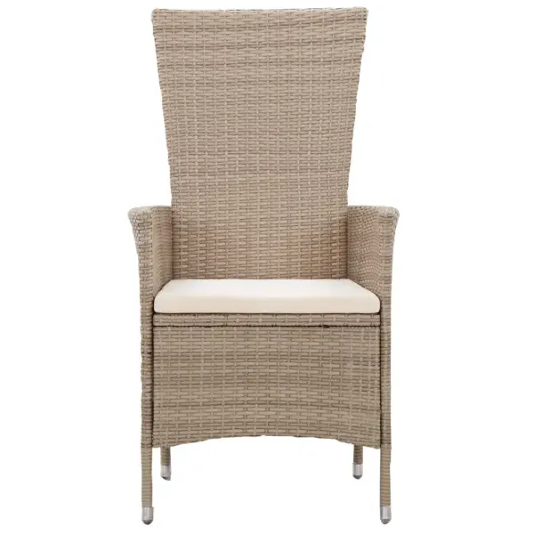 5-osaline aiamööbli komplekt patjadega, PE-rotang, beež/must, laud 140 x 70 cm – 4