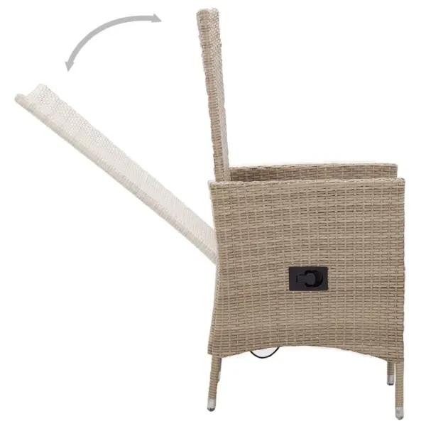 5-osaline aiamööbli komplekt patjadega, PE-rotang, beež/must, laud 140 x 70 cm – 5