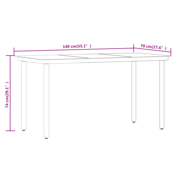 5-osaline aiamööbli komplekt patjadega, PE-rotang, beež/must, laud 140 x 70 cm – 10