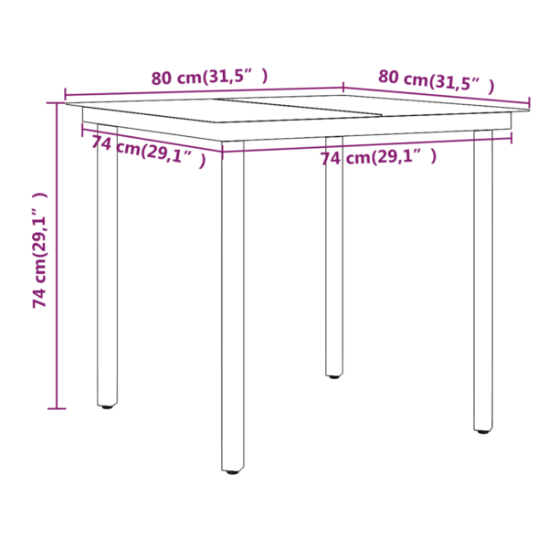 5-osaline PE-rotangist aiamööbli komplekt patjadega, hall ja must, laud 80 x 80 cm - 8