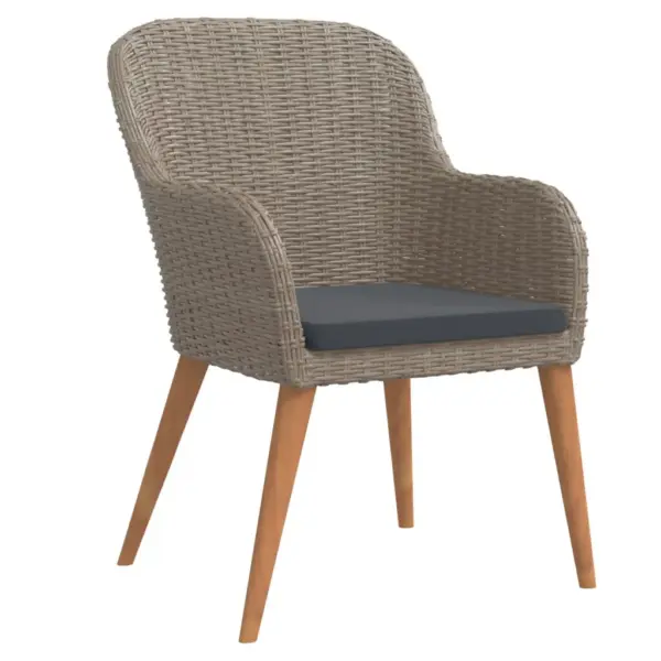 5-osaline aiamööbli komplekt istmepatjadega, pruun-must, polürotang ja akaatsiapuit, laud 140 x 70 cm – 3