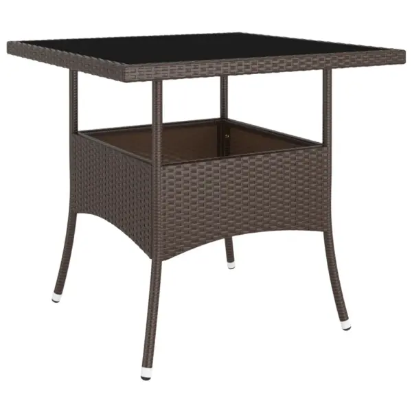 Aiamööbli komplekt 5-osaline, pruun polürotang, laud 80 x 80 cm, 2 tooli ja 2 jalapinki – 8