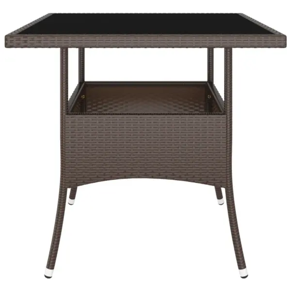 Aiamööbli komplekt 5-osaline, pruun polürotang, laud 80 x 80 cm, 2 tooli ja 2 jalapinki – 9