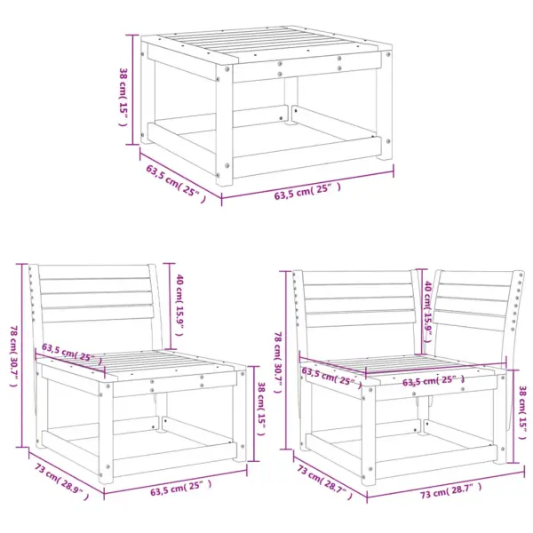 5-osaline modulaarne aiadiivani komplekt, vahapruun männipuit, 1 nurgadiivan, 2 käetugedeta diivanit ja 2 jalapinki – 9