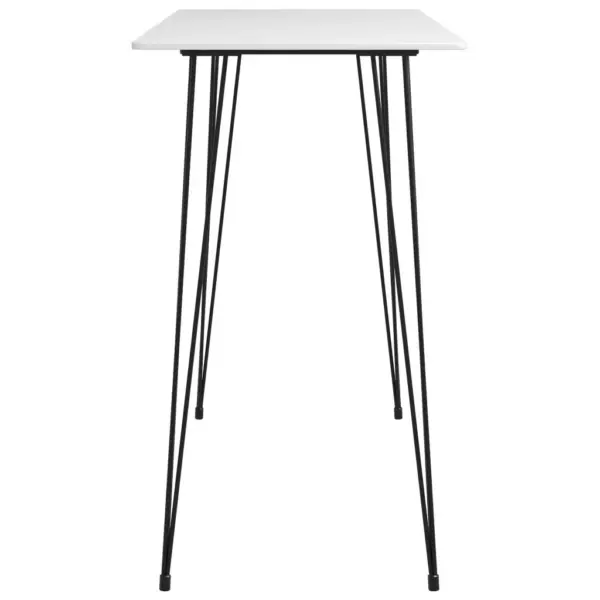 5-osaline baarikomplekt laud ja 4 pukki, valge baarilaud 120 x 60 x 105 cm, hallid võrgust seljatoega toolid – 4